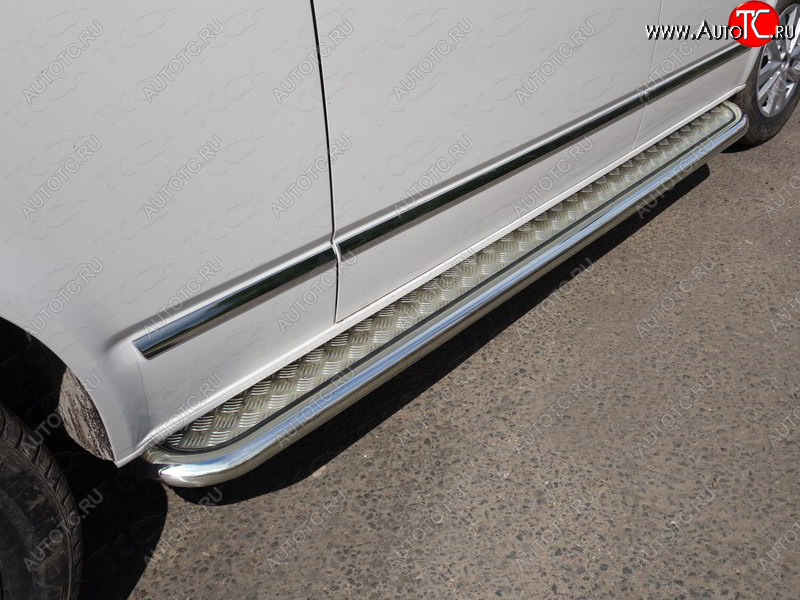 49 999 р. Пороги с площадкой 60,3 мм ТСС Тюнинг Volkswagen Caravelle T6 дорестайлинг (2015-2019) (серые)  с доставкой в г. Воронеж