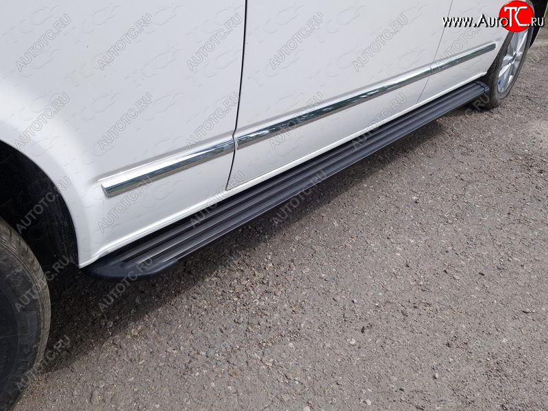 30 999 р. Пороги алюминиевые Slim Line ТСС Тюнинг  Volkswagen Caravelle  T6 (2015-2019) дорестайлинг (Black)  с доставкой в г. Воронеж