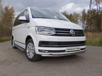 Защита переднего бампера нижняя двойная 42,4*42,4 мм ТСС Тюнинг Volkswagen Caravelle T6 дорестайлинг (2015-2019) ()