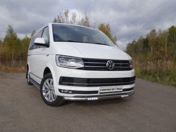 39 749 р. Защита переднего бампера нижняя с ДХО 60,3 мм ТСС Тюнинг  Volkswagen Caravelle  T6 (2015-2019) дорестайлинг (нержавейка)  с доставкой в г. Воронеж. Увеличить фотографию 1