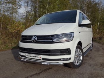 Защита передняя нижняя овальная с ДХО 75х42 мм ТСС Тюнинг Volkswagen Caravelle T6 дорестайлинг (2015-2019) ()