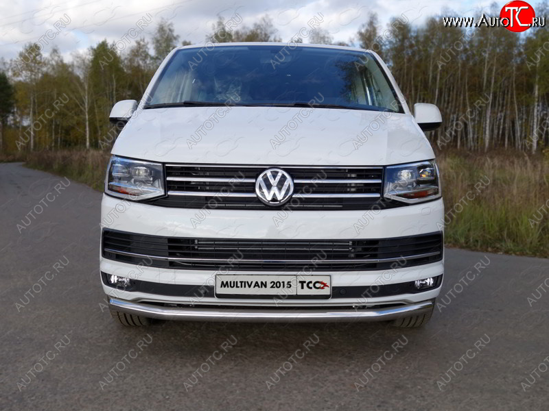 20 599 р. Защита переднего бампера нижняя d60,3 мм ТСС Тюнинг  Volkswagen Multivan  T6 (2016-2019) дорестайлинг (нержавейка)  с доставкой в г. Воронеж