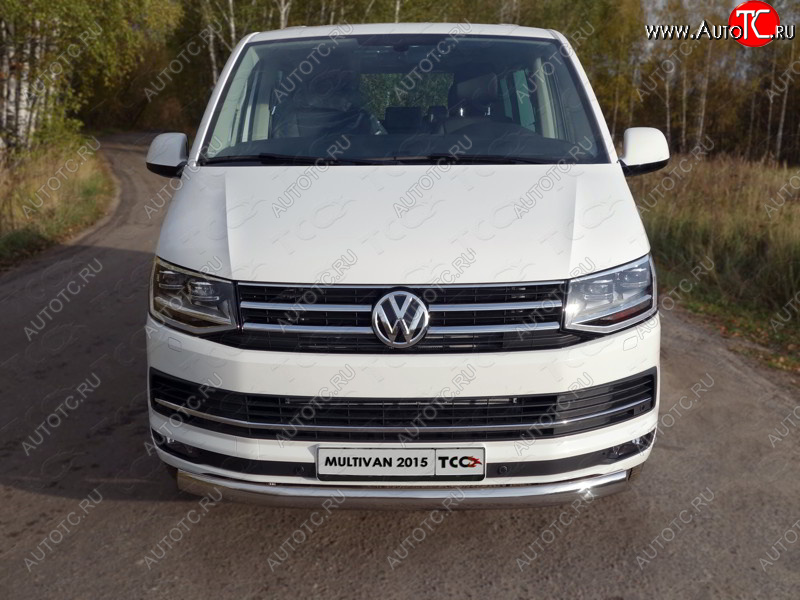 25 499 р. Защита переднего бампера нижняя овальная 75х42 мм ТСС Тюнинг Volkswagen Multivan T6 дорестайлинг (2016-2019) (нержавейка)  с доставкой в г. Воронеж