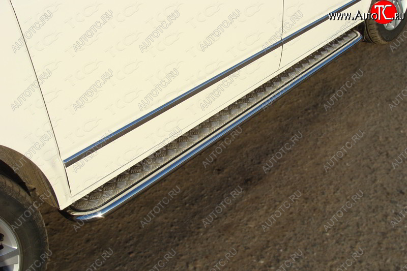36 999 р. Пороги с площадкой 42,4 мм ТСС Тюнинг  Volkswagen Multivan  T6 (2016-2019) дорестайлинг (серые)  с доставкой в г. Воронеж