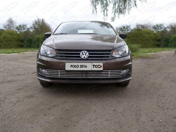 7 349 р. Нижняя декоративная вставка в бампер ТСС Тюнинг  Volkswagen Polo  Mk6 (2020-2022) лифтбек (d 12 мм)  с доставкой в г. Воронеж. Увеличить фотографию 1