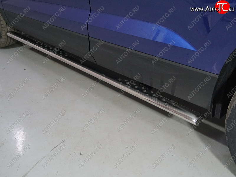 35 749 р. Пороги овальные с проступью 75х42 мм ТСС Тюнинг Volkswagen Taos (2020-2022) (серые)  с доставкой в г. Воронеж