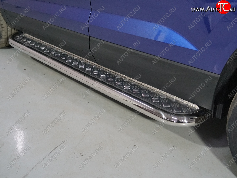 36 899 р. Пороги с площадкой 60,3 мм ТСС Тюнинг Volkswagen Taos (2020-2022) (серые)  с доставкой в г. Воронеж