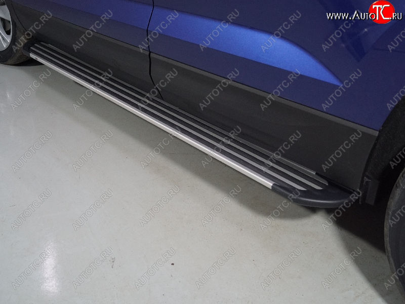 20 599 р. Пороги алюминиевые Slim Line ТСС Тюнинг Volkswagen Taos (2020-2022) (Silver)  с доставкой в г. Воронеж
