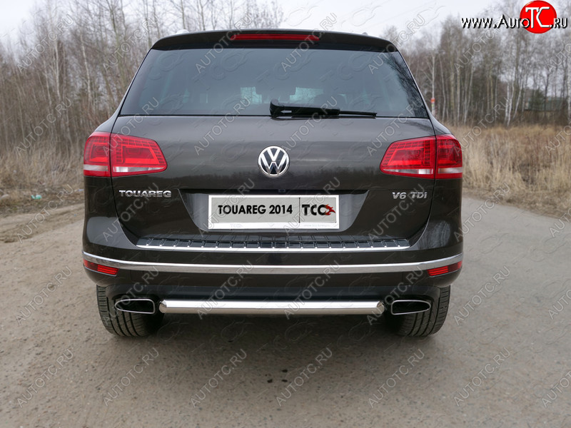 14 699 р. Защита задняя (нержавейка 60,3 мм) ТСС Тюнинг  Volkswagen Touareg  NF (2014-2018) рестайлинг  с доставкой в г. Воронеж