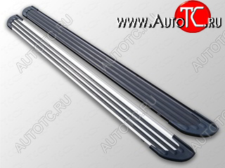 20 599 р. Пороги алюминиевые Slim Line ТСС Тюнинг Volkswagen Touareg NF рестайлинг (2014-2018) (Silver)  с доставкой в г. Воронеж