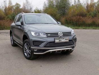 Защита передняя нижняя кенгурин 60,3*42,4 мм R-Line ТСС Тюнинг Volkswagen Touareg  2 NF (2014-2018) рестайлинг (нержавейка)