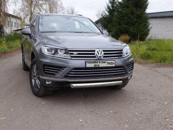 Защита переднего бампера нижняя овальная 75*42 мм ТСС Тюнинг Volkswagen Touareg  2 NF (2014-2018) рестайлинг