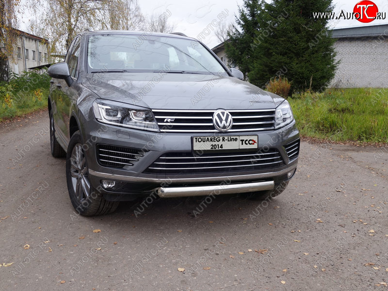 20 699 р. Защита переднего бампера нижняя овальная 75*42 мм ТСС Тюнинг  Volkswagen Touareg  2 NF (2014-2018) рестайлинг (нержавейка)  с доставкой в г. Воронеж