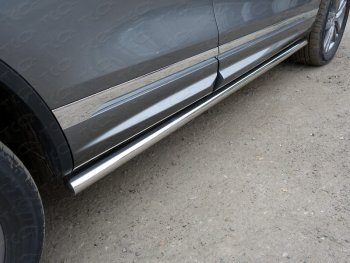 Защита порогов труба d60,3 мм ТСС Тюнинг Volkswagen Touareg NF рестайлинг (2014-2018) (серые)