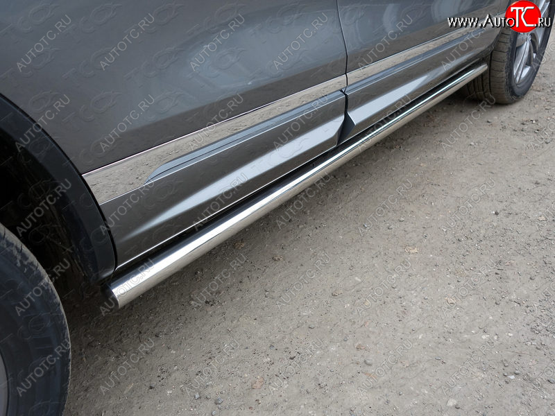 23 549 р. Защита порогов труба d60,3 мм ТСС Тюнинг Volkswagen Touareg NF рестайлинг (2014-2018) (серые)  с доставкой в г. Воронеж