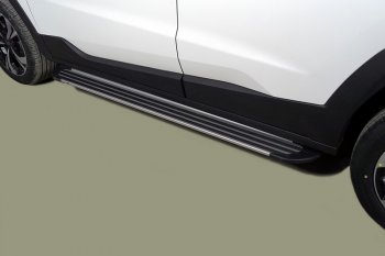 Пороги алюминиевые Slim Line TCC Tюнинг Москвич 6 лифтбэк (2023-2025) (Silver)