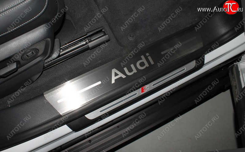 8 899 р. Накладки на пороги (4 шт) ТСС Тюнинг  Audi Q8  4MN (2018-2022) (лист шлифованный, надпись audi)  с доставкой в г. Воронеж