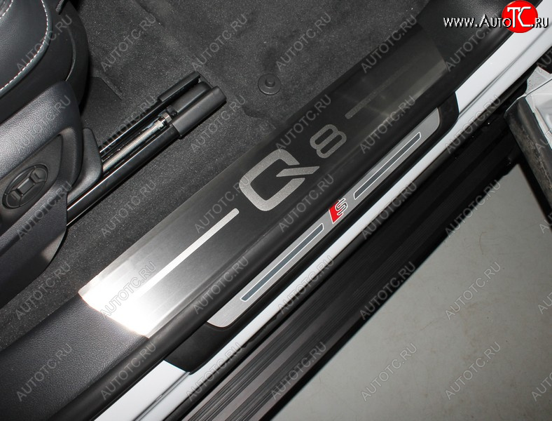8 899 р. Накладки на пороги (4 шт) ТСС Тюнинг  Audi Q8  4MN (2018-2022) (лист шлифованный, надпись Q8 )  с доставкой в г. Воронеж