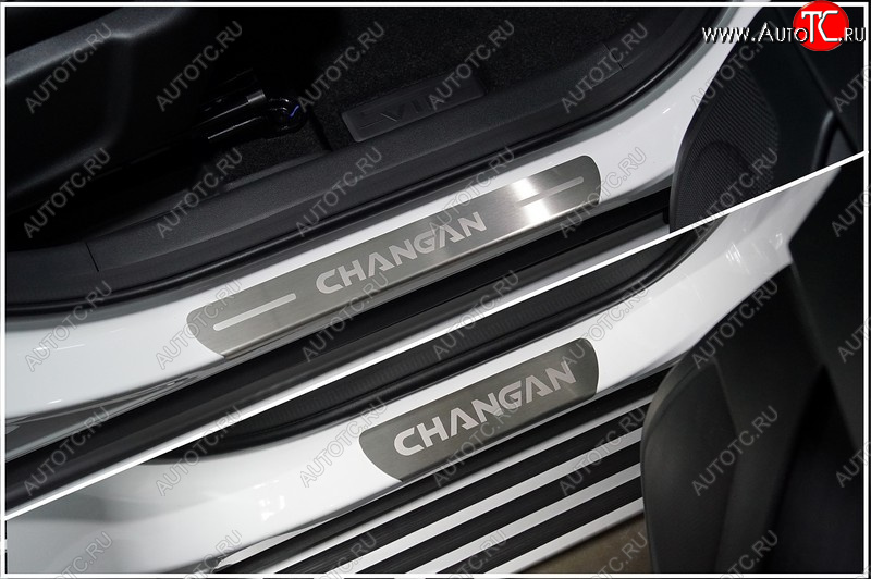 5 249 р. Накладки на пороги, ТСС Тюнинг  Changan CS35 Plus (2021-2025) рестайлинг (лист шлифованный надпись Changan)  с доставкой в г. Воронеж