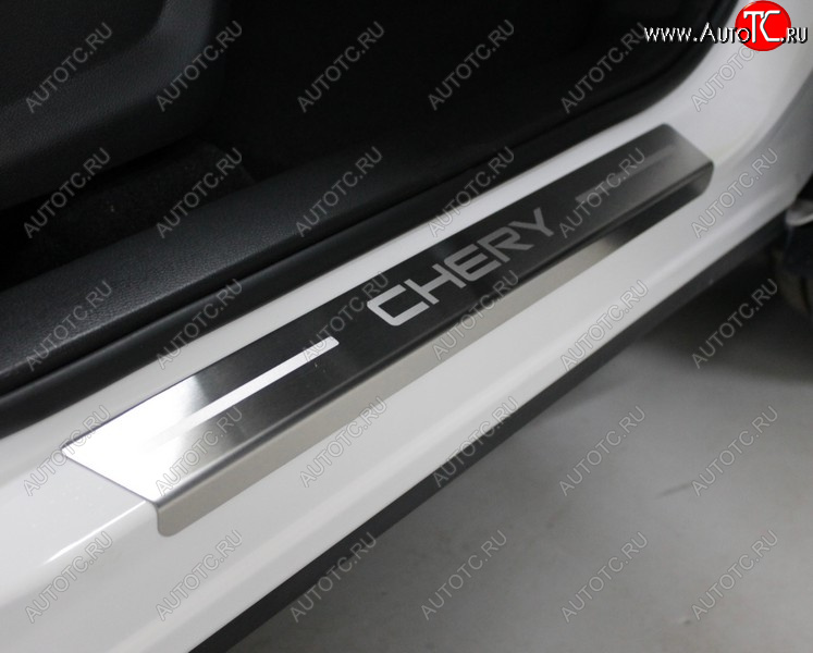 4 599 р. Накладки на пороги, ТСС Тюнинг  Chery Tiggo 7 PRO (2019-2025) (лист шлифованный надпись Chery)  с доставкой в г. Воронеж