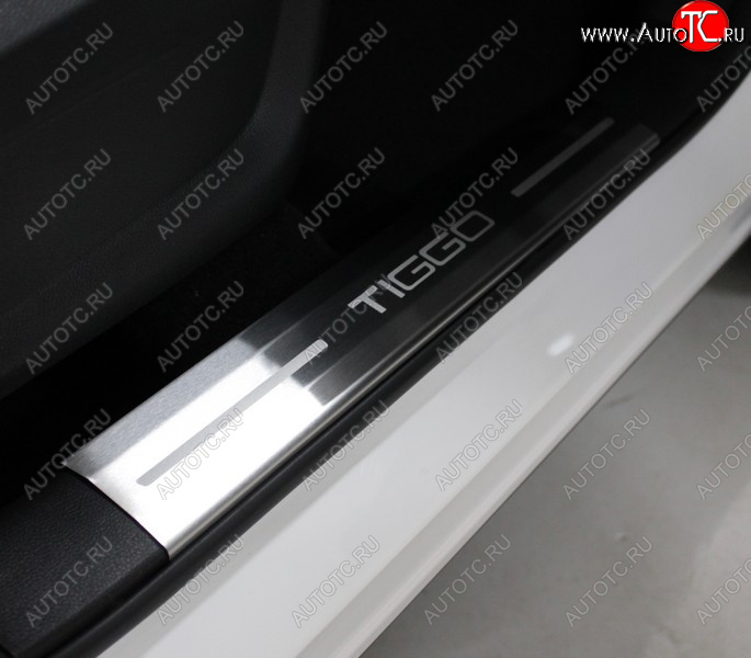 4 949 р. Накладки на пластиковые пороги, ТСС Тюнинг  Chery Tiggo 7 PRO (2019-2025) (лист шлифованный надпись Tiggo)  с доставкой в г. Воронеж