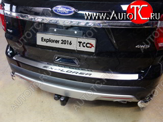 4 999 р. Накладка на задний бампер, ТСС Тюнинг  Ford Explorer  U502 (2015-2018) 1-ый рестайлинг, 5 дв. (лист шлифованный надпись Explorer)  с доставкой в г. Воронеж