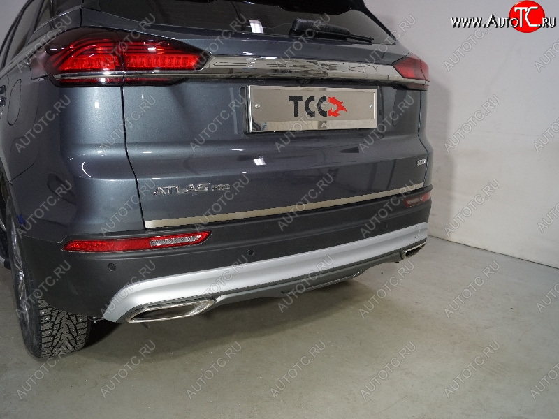 1 999 р. Накладка на заднюю дверь, ТСС Тюнинг  Geely Atlas Pro  NL3 (2019-2025) (Лист шлифованный)  с доставкой в г. Воронеж