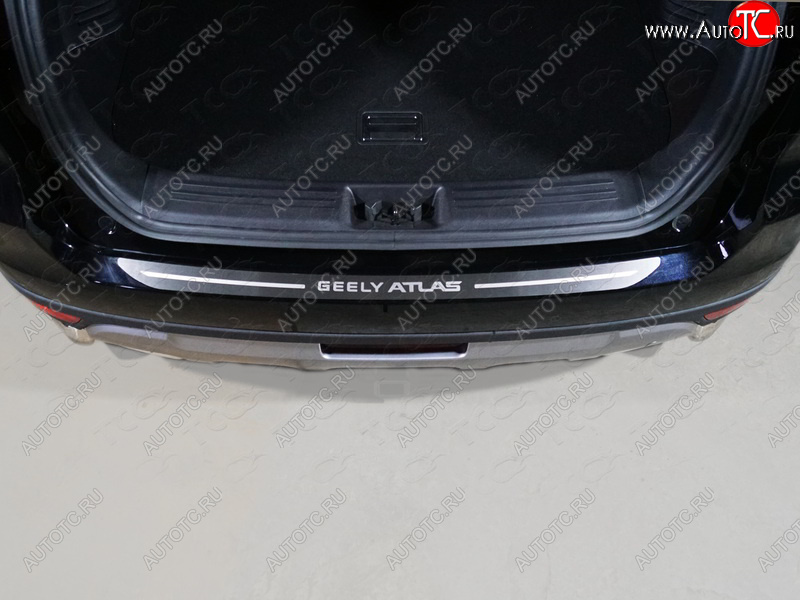 2 999 р. Накладка на задний бампер, ТСС Тюнинг  Geely Atlas  NL3 (2016-2022) (лист шлифованный надпись Geely Atlas)  с доставкой в г. Воронеж