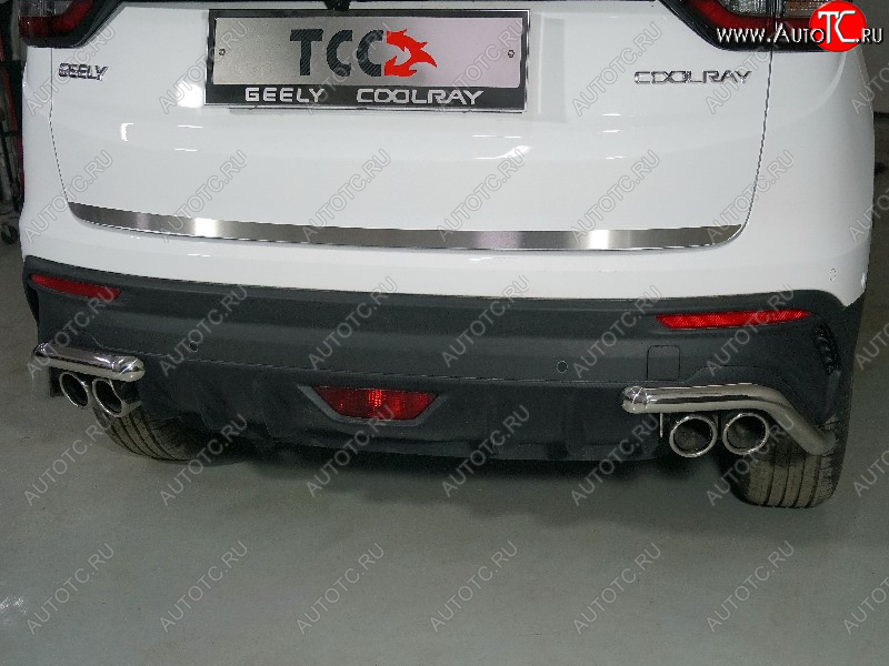 2 399 р. Накладка на заднюю дверь, ТСС Тюнинг  Geely Coolray  SX11 (2018-2023) дорестайлинг (Лист шлифованный)  с доставкой в г. Воронеж