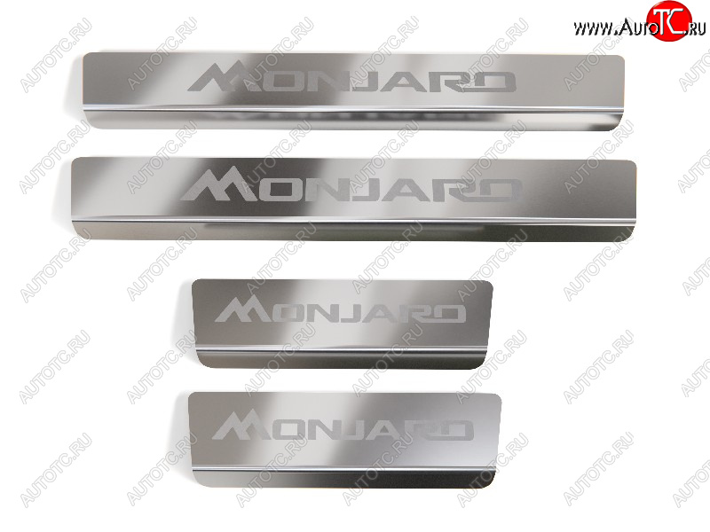 3 899 р. Накладки на пороги, ТСС Тюнинг  Geely Monjaro (2022-2025) (лист шлифованный надпись Monjaro)  с доставкой в г. Воронеж