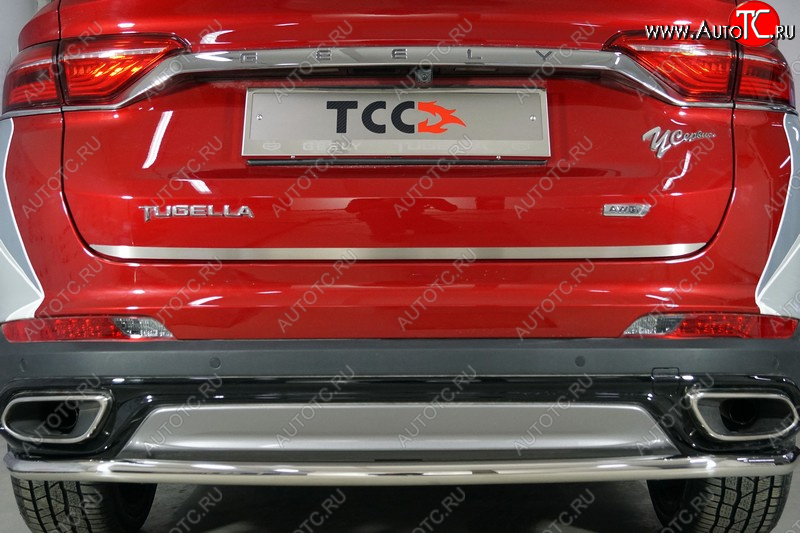 1 849 р. Накладка на заднюю дверь, ТСС Тюнинг  Geely Tugella  FY11,HPBA4 (2019-2025) дорестайлинг, рестайлинг (Лист шлифованный)  с доставкой в г. Воронеж