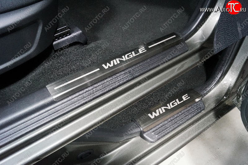 4 799 р. Накладки на пластиковые пороги, ТСС Тюнинг  Great Wall Wingle 7 (2018-2023) пикап (лист шлифованный надпись Wingle)  с доставкой в г. Воронеж