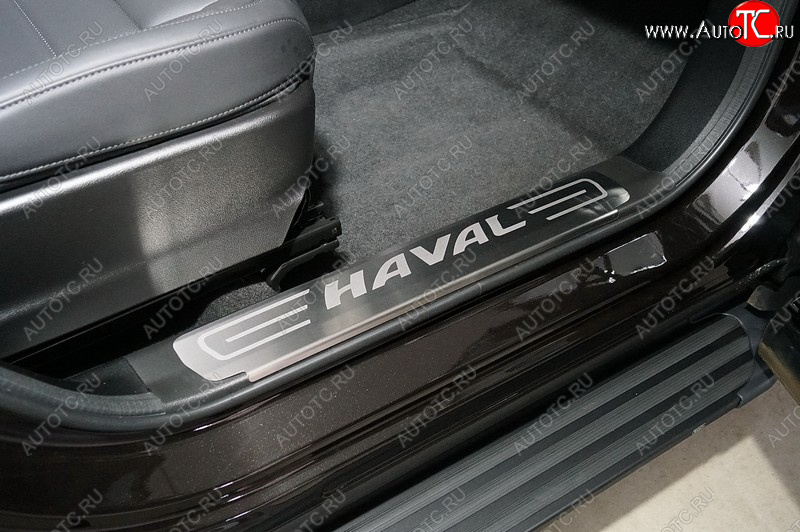 4 089 р. Накладки на пластиковые пороги, ТСС Тюнинг  Haval F7x (2022-2024) рестайлинг (лист шлифованный надпись Haval)  с доставкой в г. Воронеж