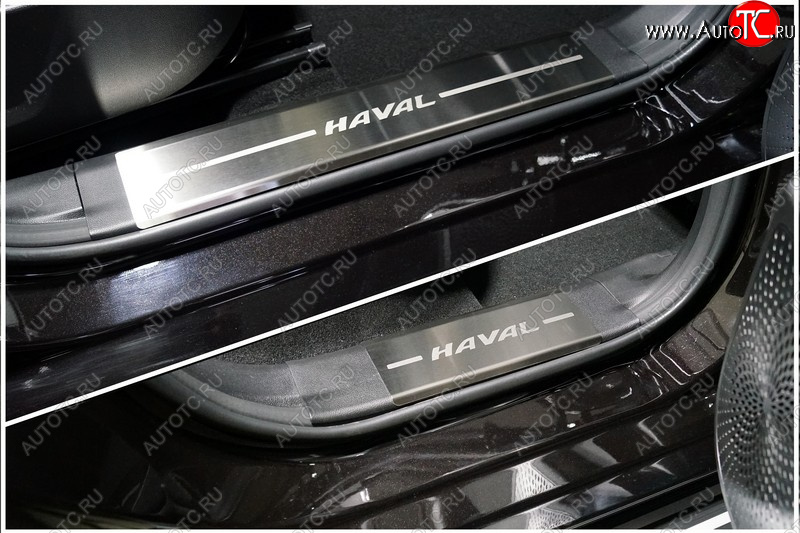 5 849 р. Накладки на пластиковые пороги, ТСС Тюнинг  Haval Jolion (2020-2025) дорестайлинг, рестайлинг (лист шлифованный надпись Haval)  с доставкой в г. Воронеж