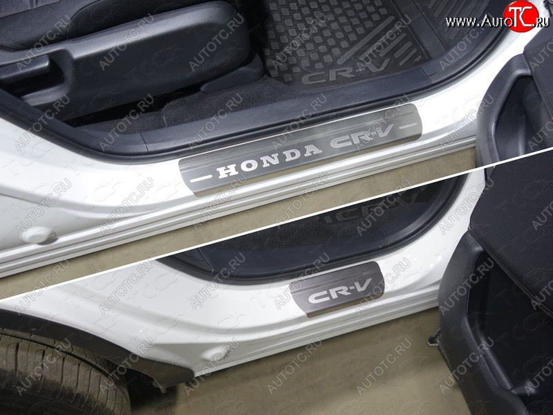 4 999 р. Накладки на пороги, ТСС Тюнинг  Honda CR-V  RW,RT (2016-2020) дорестайлинг (лист шлифованный надпись Honda CR-V)  с доставкой в г. Воронеж