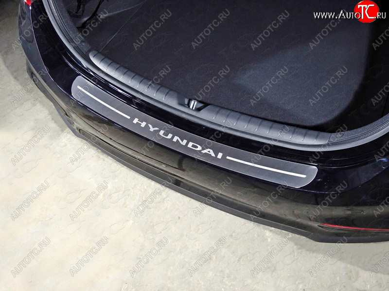 2 999 р. Накладки на задний бампер, ТСС Тюнинг Hyundai Solaris HCR седан дорестайлинг (2017-2020) (лист шлифованный надпись Hyundai)  с доставкой в г. Воронеж