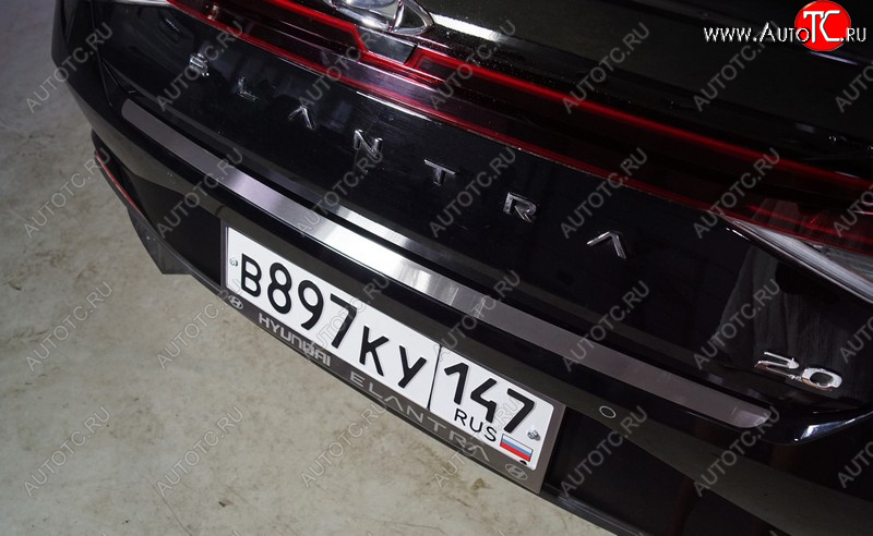 1 849 р. Накладка на задний бампер, ТСС Тюнинг  Hyundai Elantra  CN7 (2020-2023) (Лист шлифованный)  с доставкой в г. Воронеж