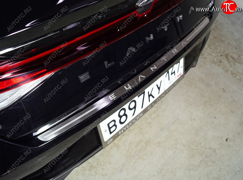 2 689 р. Накладка на задний бампер, ТСС Тюнинг  Hyundai Elantra  CN7 (2020-2023) (лист шлифованный надпись Elantra)  с доставкой в г. Воронеж