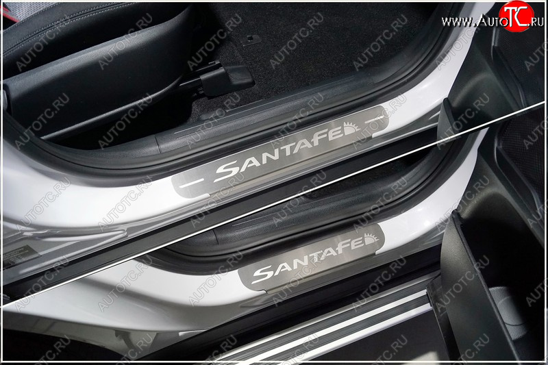 4 699 р. Накладки на пороги, ТСС Тюнинг  Hyundai Santa Fe  TM (2020-2022) рестайлинг (лист шлифованный надпись Santa Fe)  с доставкой в г. Воронеж