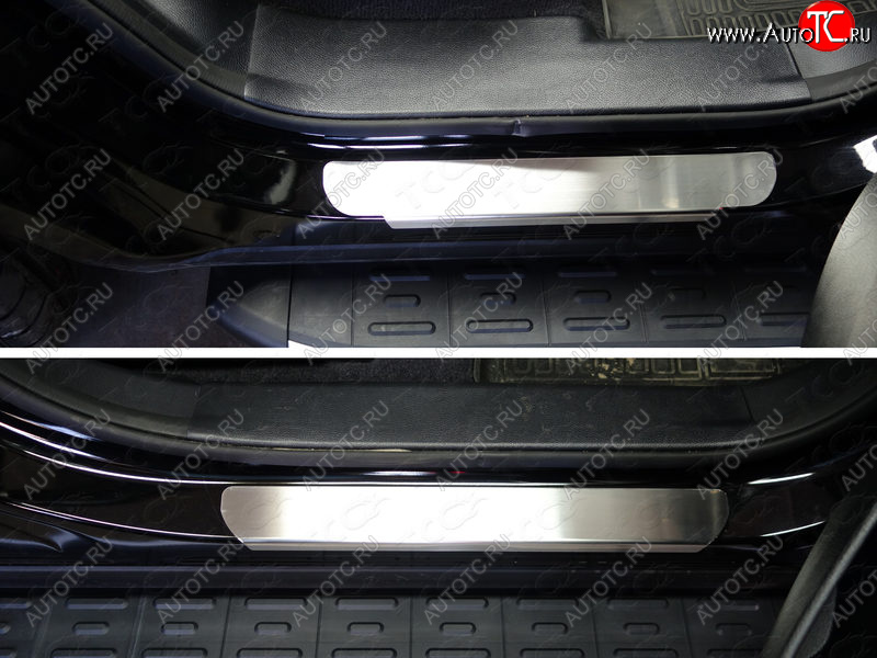 3 999 р. Накладки на пороги, ТСС Тюнинг  Hyundai Santa Fe  DM (2015-2019) рестайлинг (лист шлифованный)  с доставкой в г. Воронеж