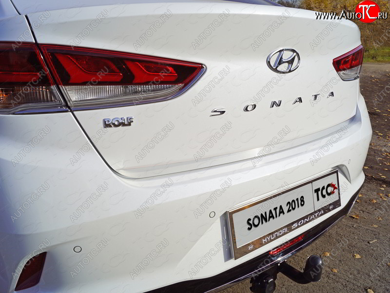 1 599 р. Накладка на заднюю дверь ТСС Тюнинг Hyundai Sonata LF рестайлинг (2017-2019) (Лист шлифованный)  с доставкой в г. Воронеж