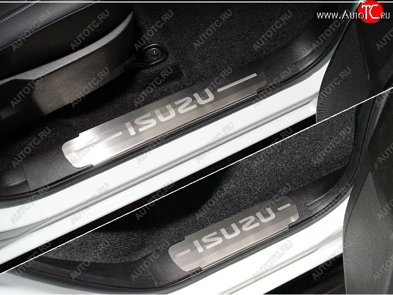 7 349 р. Накладки на пластиковые пороги, ТСС Тюнинг  Isuzu D-Max  RG (2020-2023) DoubleCab (лист шлифованный надпись ISUZU)  с доставкой в г. Воронеж