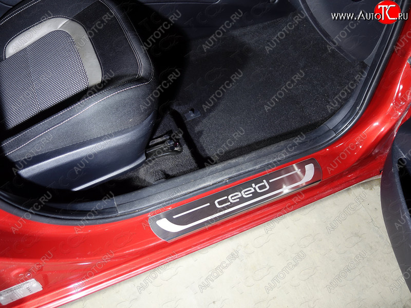 3 659 р. Накладки на пороги, ТСС Тюнинг  KIA Ceed  2 JD (2012-2016) дорестайлинг универсал, дорестайлинг, хэтчбэк (лист шлифованный надпись CEED)  с доставкой в г. Воронеж