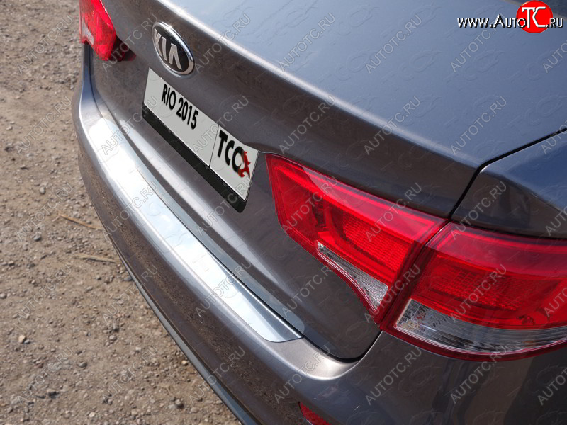 1 599 р. Накладка на задний бампер, ТСС Тюнинг  KIA Rio  3 QB (2015-2017) хэтчбек 5 дв. рестайлинг (Лист шлифованный)  с доставкой в г. Воронеж