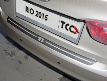 Накладка на задний бампер, ТСС Тюнинг KIA Rio  3 QB (2015-2017) рестайлинг седан, хэтчбек 5 дв. рестайлинг (лист шлифованный надпись RIO)
