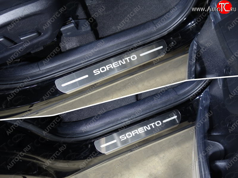 4 999 р. Накладки на пороги, ТСС Тюнинг  KIA Sorento  UM/Prime (2018-2020) рестайлинг (лист шлифованный надпись Sorento)  с доставкой в г. Воронеж