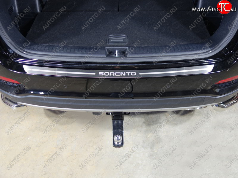 2 999 р. Накладка на задний бампер, ТСС Тюнинг  KIA Sorento  UM/Prime (2018-2020) рестайлинг (лист шлифованный надпись Sorento)  с доставкой в г. Воронеж