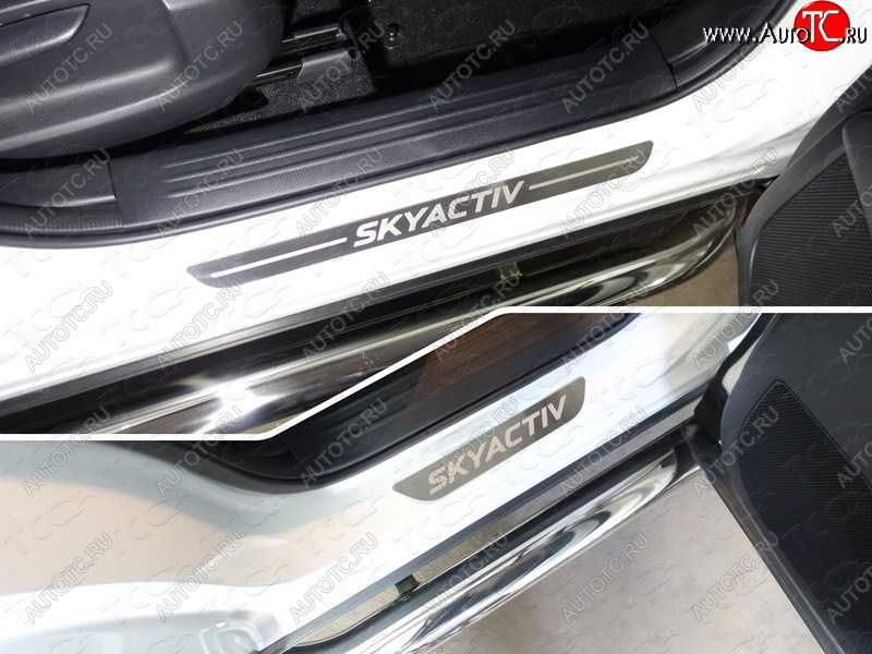 3 659 р. Накладки на пороги, ТСС Тюнинг  Mazda CX-5  KF (2016-2025) (лист шлифованный надпись SKYACTIV)  с доставкой в г. Воронеж