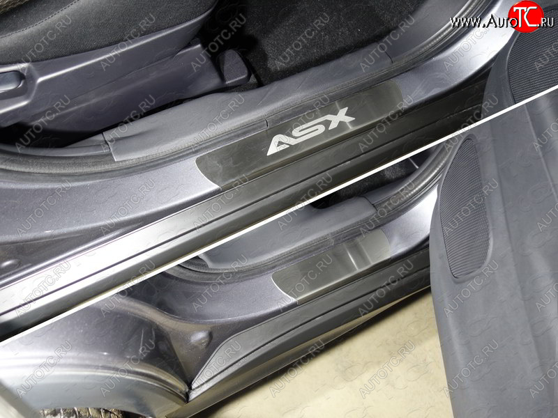 3 399 р. Накладки на пороги, ТСС Тюнинг  Mitsubishi ASX (2017-2020) 2-ой рестайлинг (лист шлифованный надпись ASX)  с доставкой в г. Воронеж