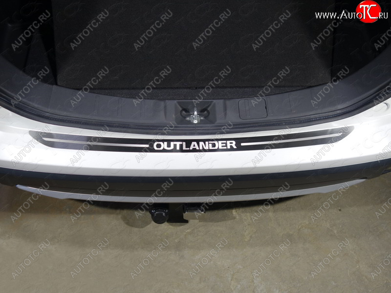2 999 р. Накладка на задний бампер, ТСС Тюнинг  Mitsubishi Outlander  GF (2015-2018) 2-ой рестайлинг (лист шлифованный надпись OUTLANDER)  с доставкой в г. Воронеж